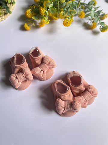 Peach puff booties