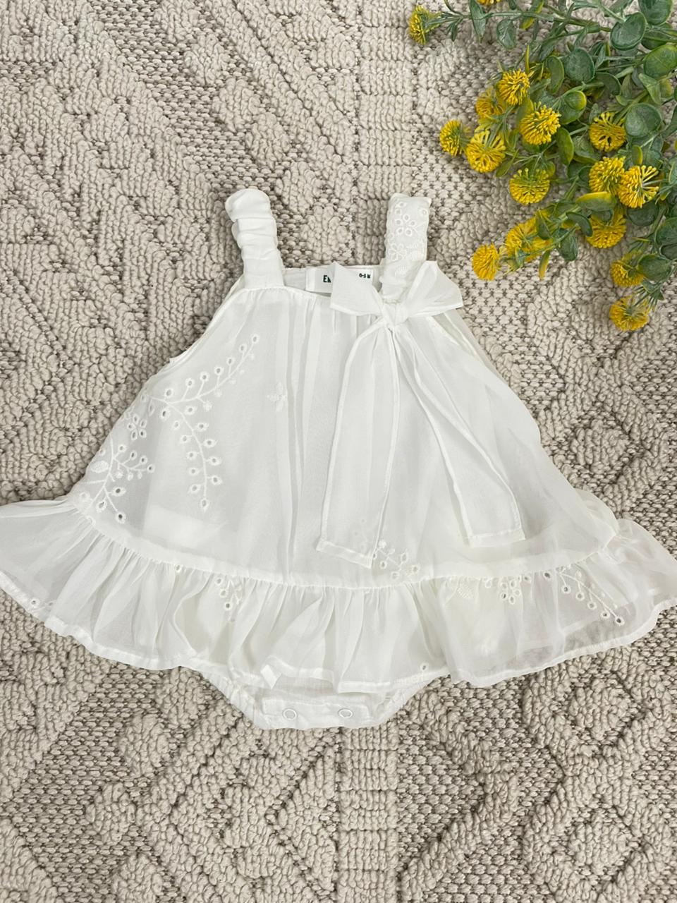 white bloom frock romper