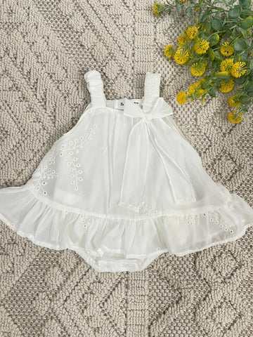 white bloom frock romper