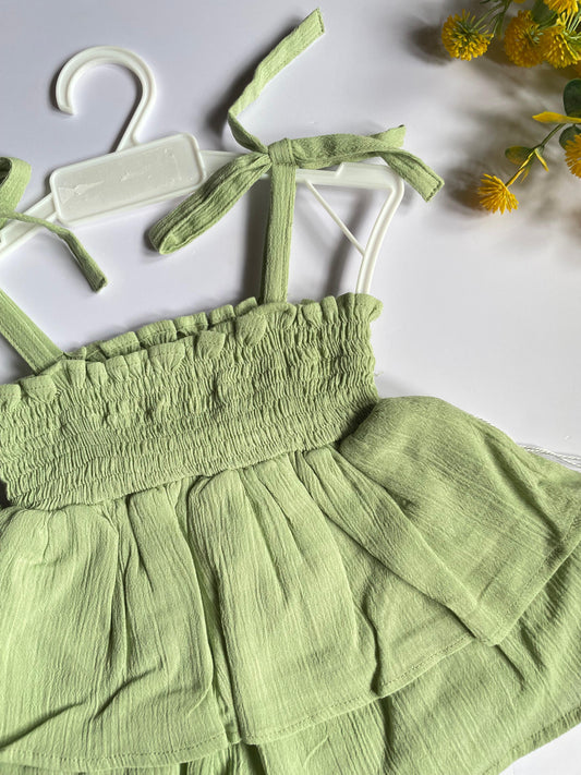 Sage ruffle baby romper