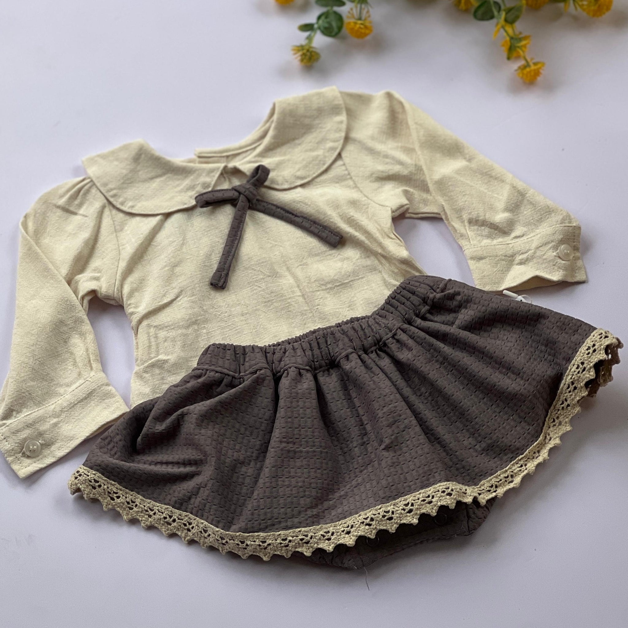 Mocha lace top & Skirt
