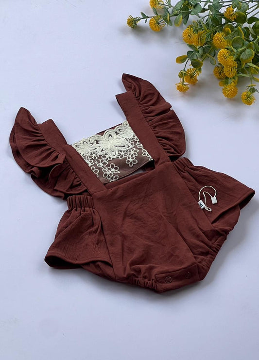 Rust blossom lace romper