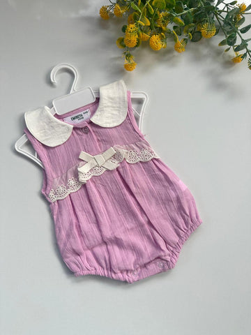 Eyelet lace romper.