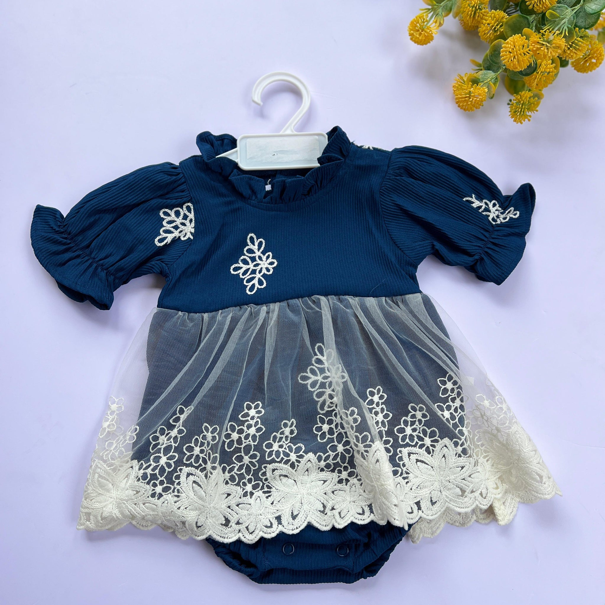 Peacock bloom lace romper.