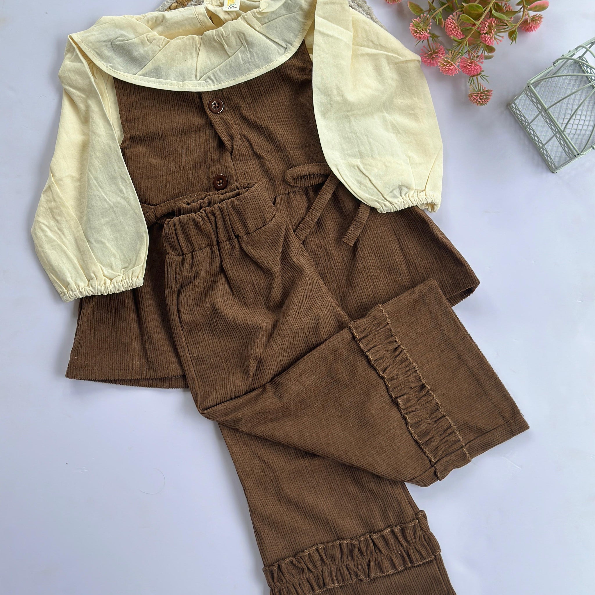 Brown ruffle Korean co-ord set.