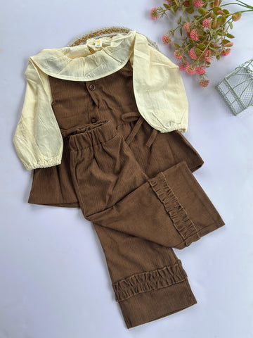 Brown ruffle Korean co-ord set.