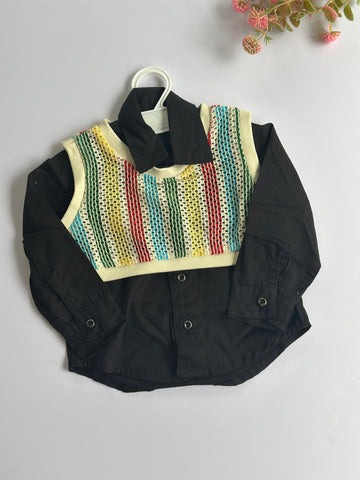 Multicolor vest collar top