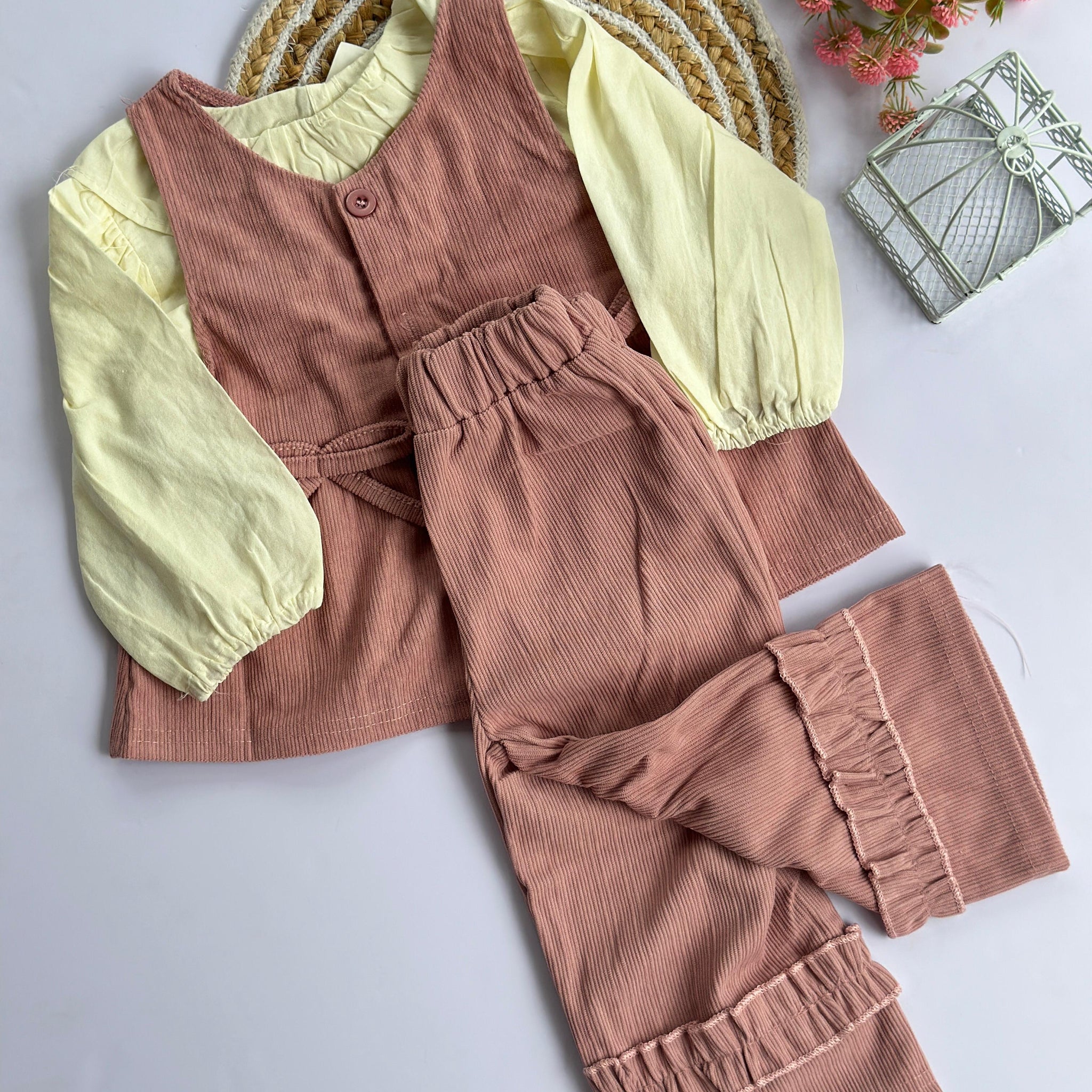 Blush ruffle Korean co-ord set.