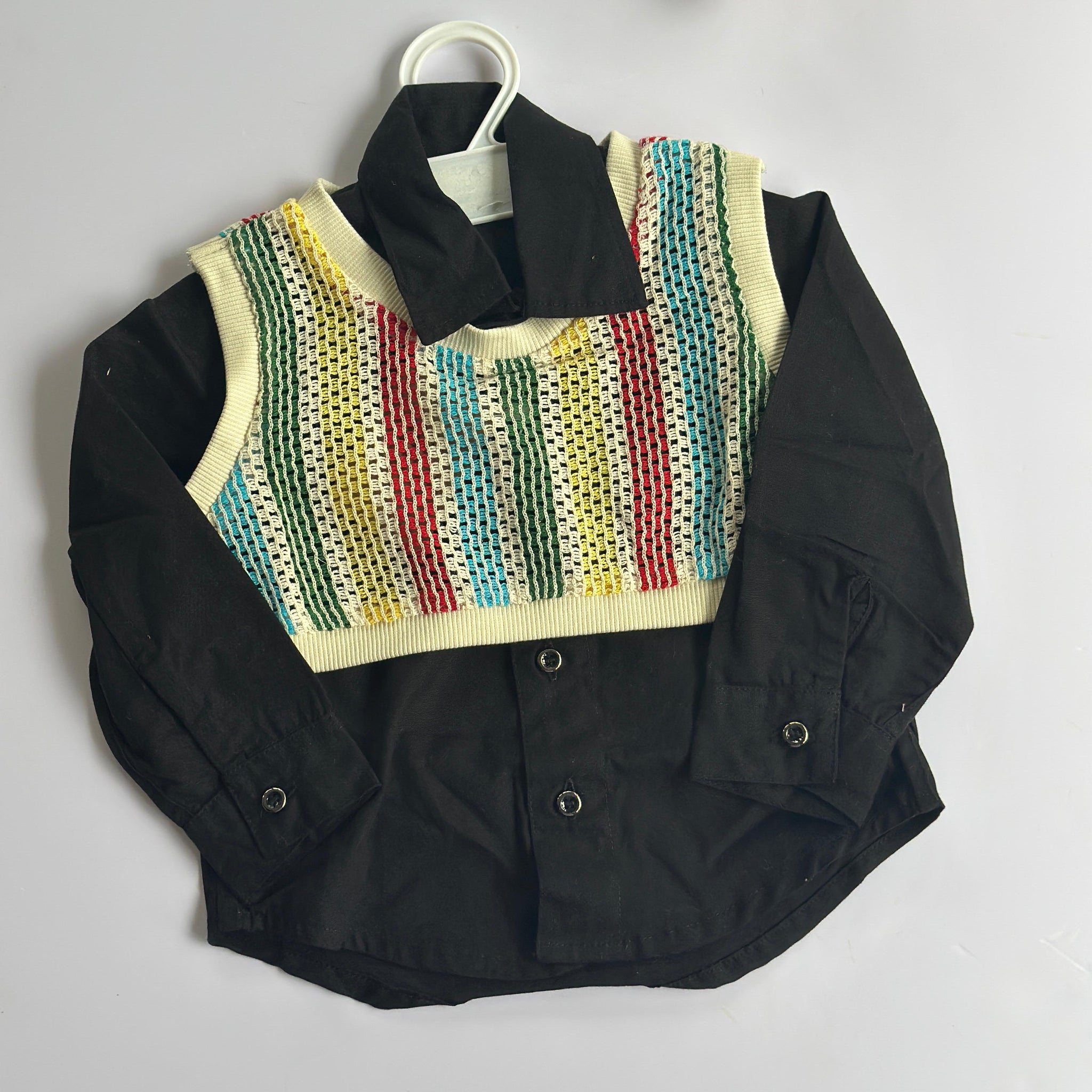 Multicolor vest collar top