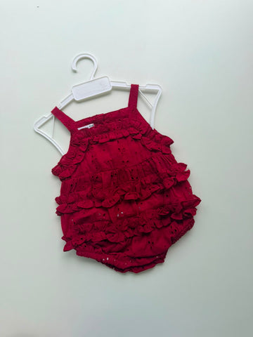 Burgundy Lace Romper