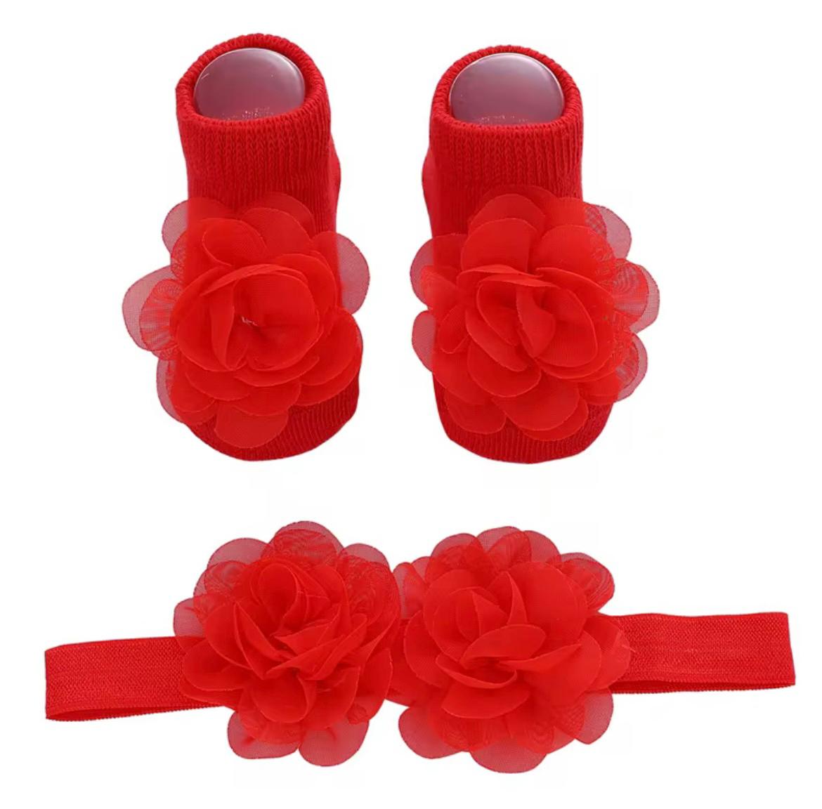 Flower socks and bow set
