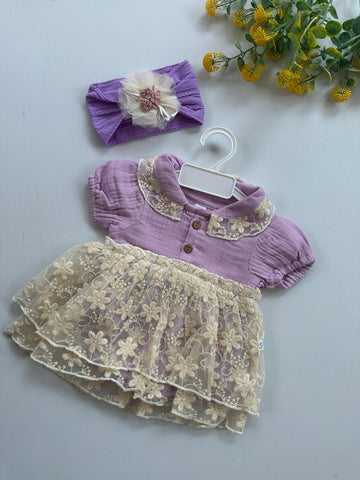 Lavender ruffle frock romper