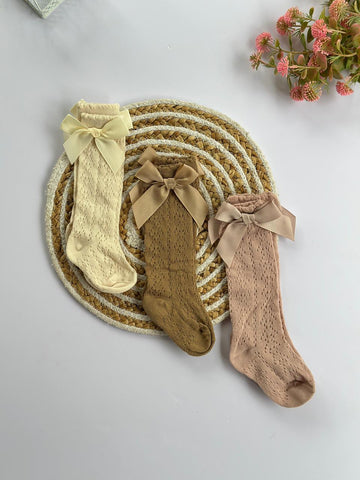vintage pointelle bow socks