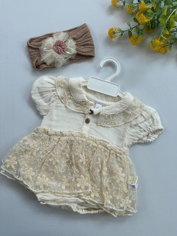 off white ruffle frock romper