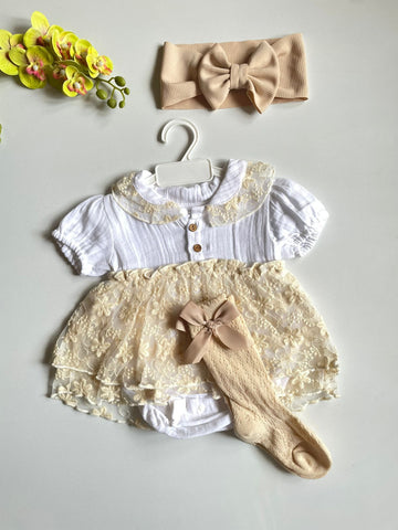 white ruffle frock romper