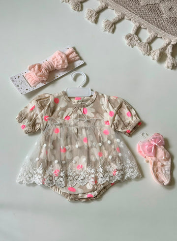 Cottage rose printed tulle set