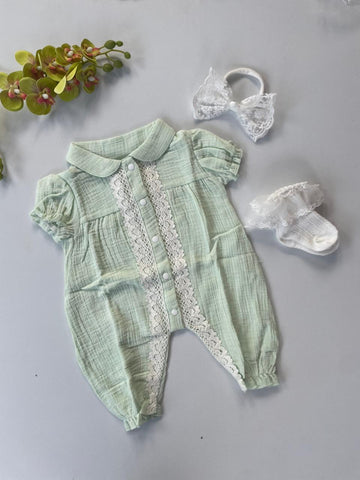 Lattice mint romper