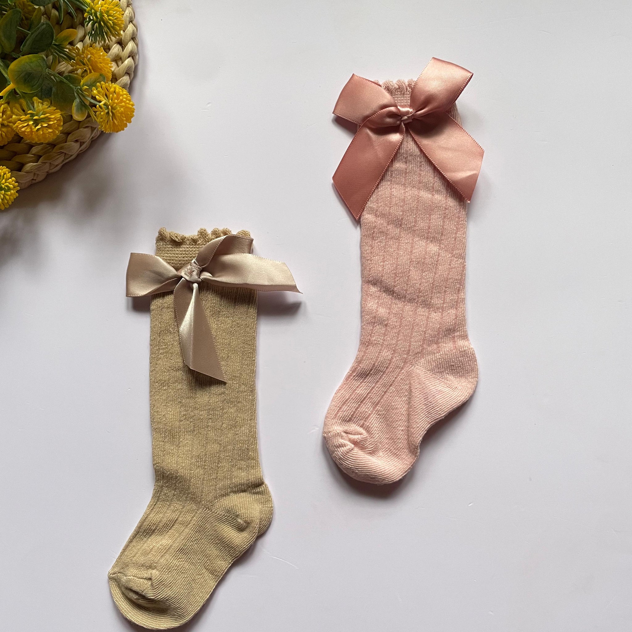 Knee length bow socks
