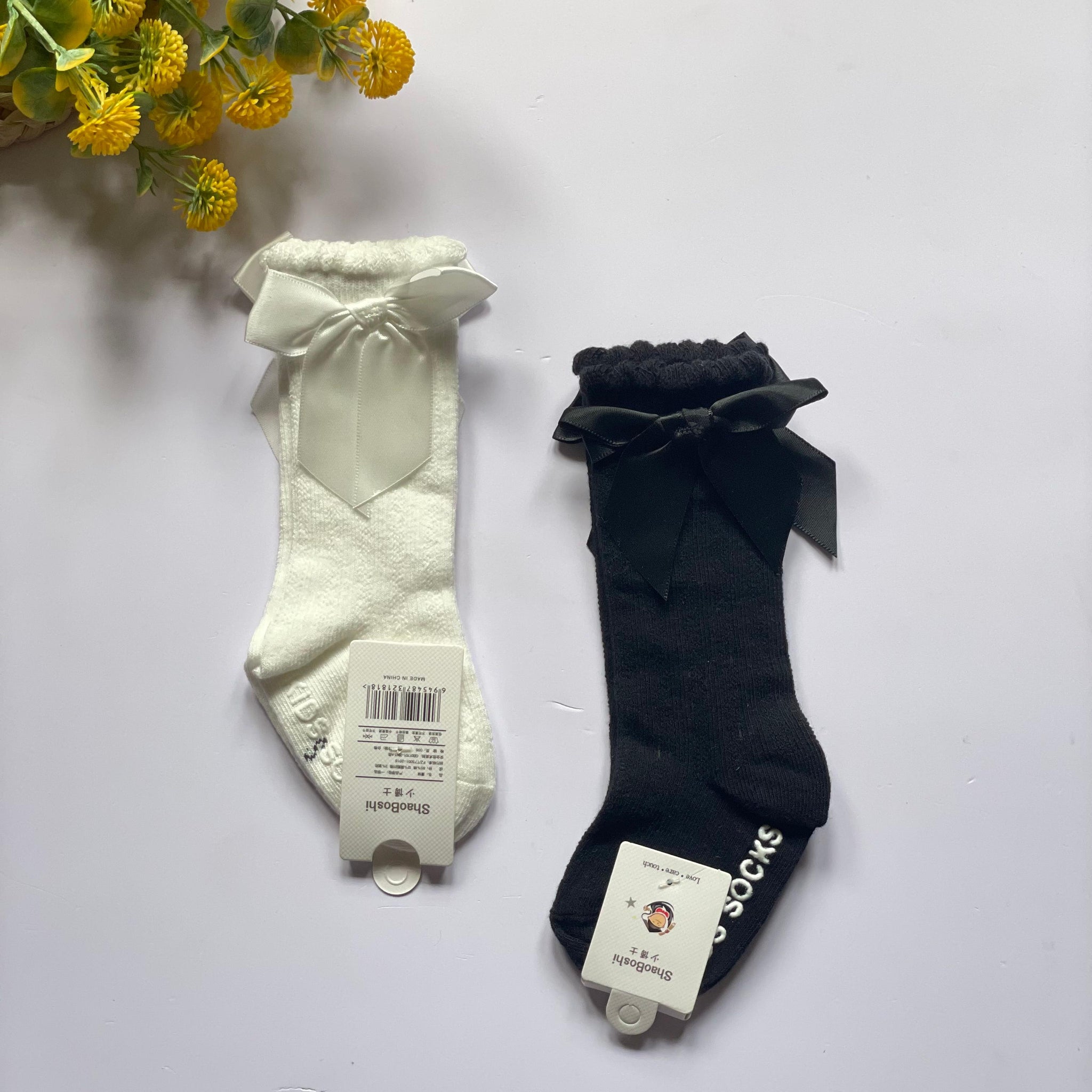Black and white knee socks
