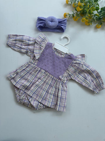 Lilac eyelet peplum set