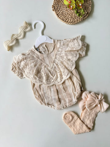 Vintage V lace romper