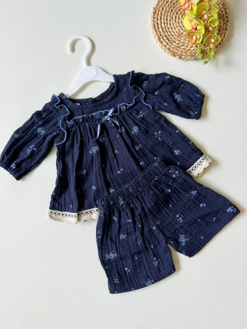 sweet navy ruffle set