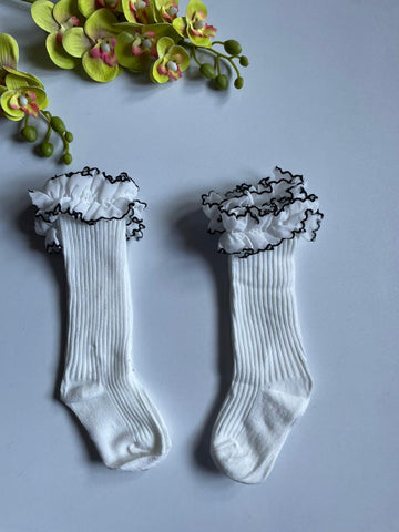 white ruffle knee socks